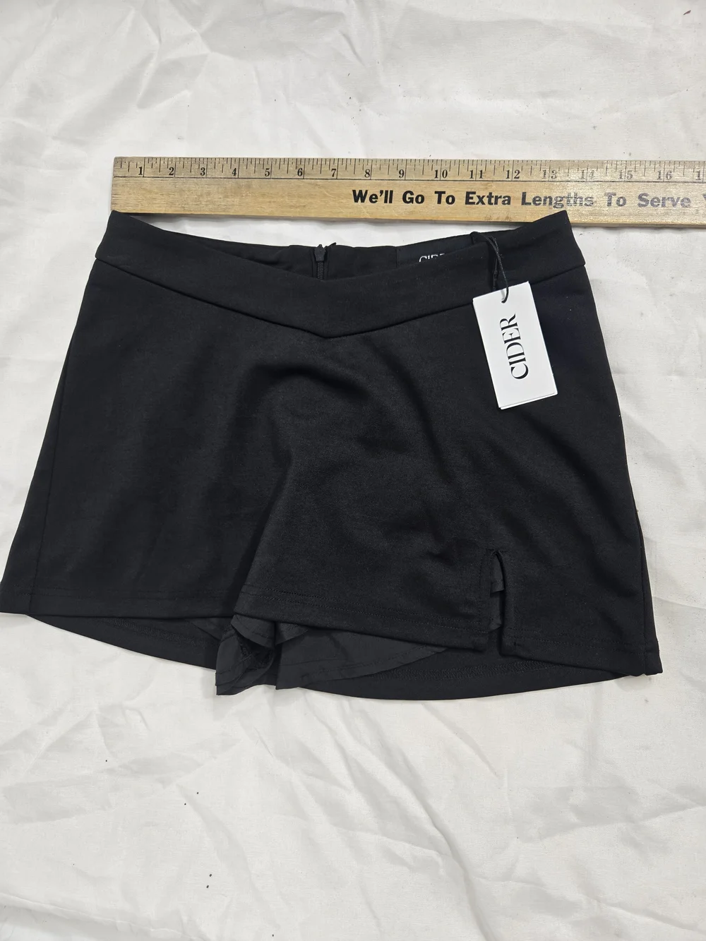 Cider Black V-Waist Mini Skirt with Short Under